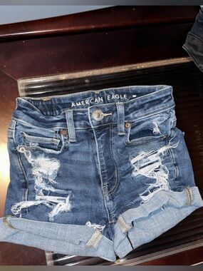 American Eagle Outfitters Distressed Blue Denim Shorts